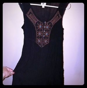 black flowy dress with bead detail